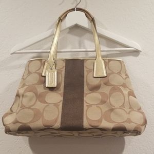 Genuine Big Coach Brown and Gold  Logo Tote Bag